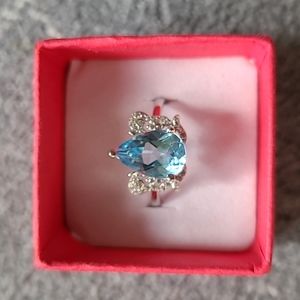 Natural Blue Topaz Gemstone  .925 Sterling Silver Ring